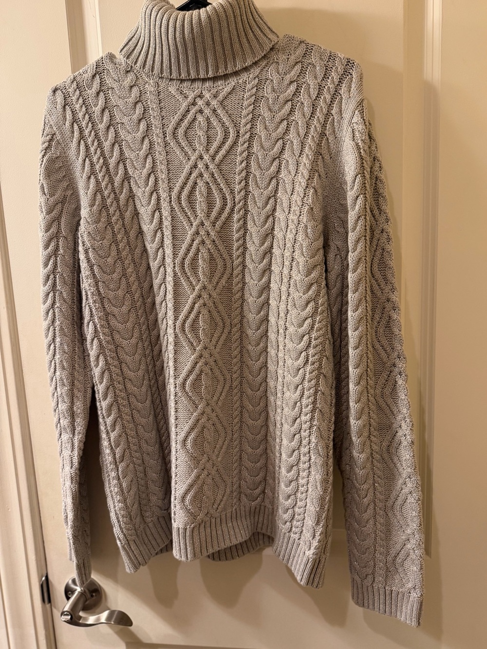 Lauren Ralph Lauren Metallic Cable Knit Turtleneck Sweater XL